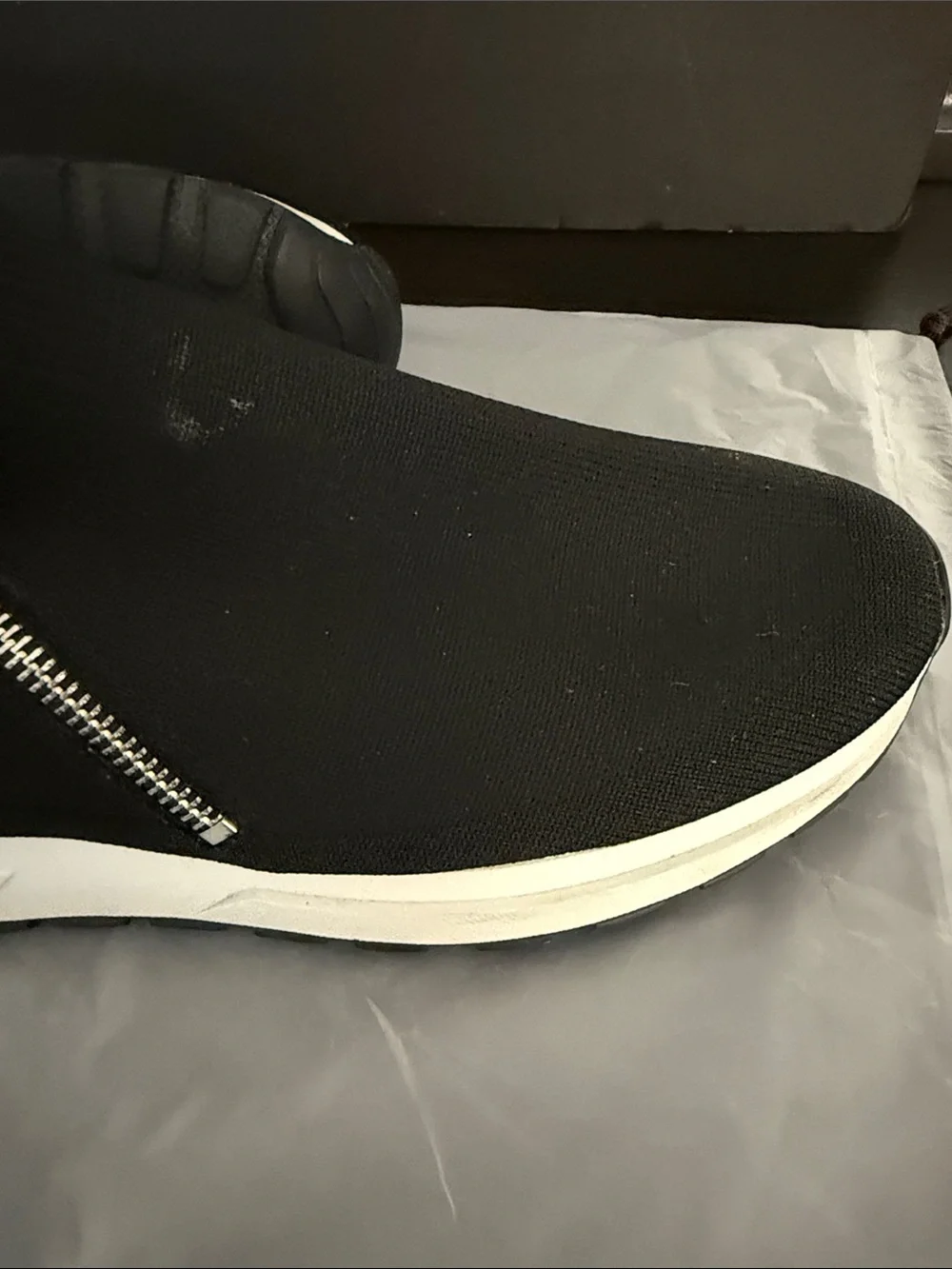 Steve Madden Black Ankle Boot with Silver Zipper Detail